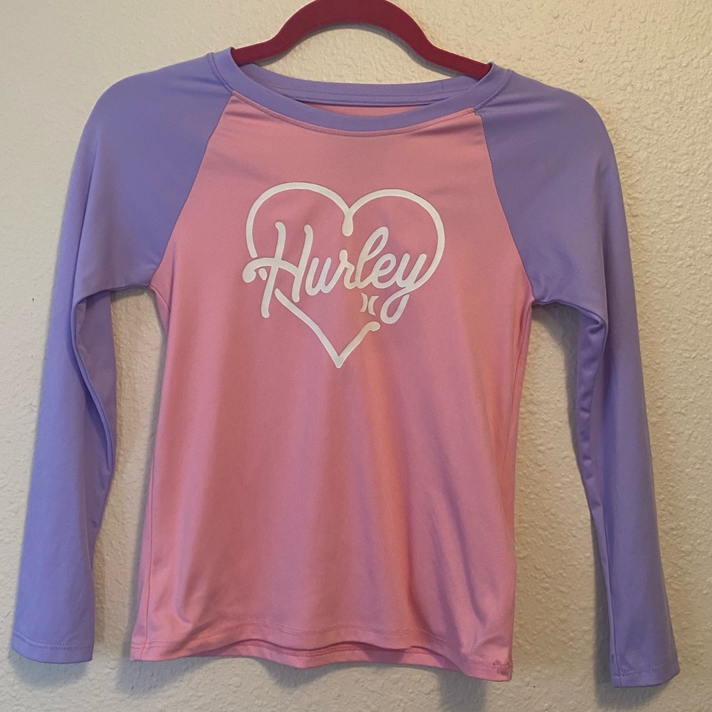 Pink and Purple Hurley Stretch Raglan Shirt Size S